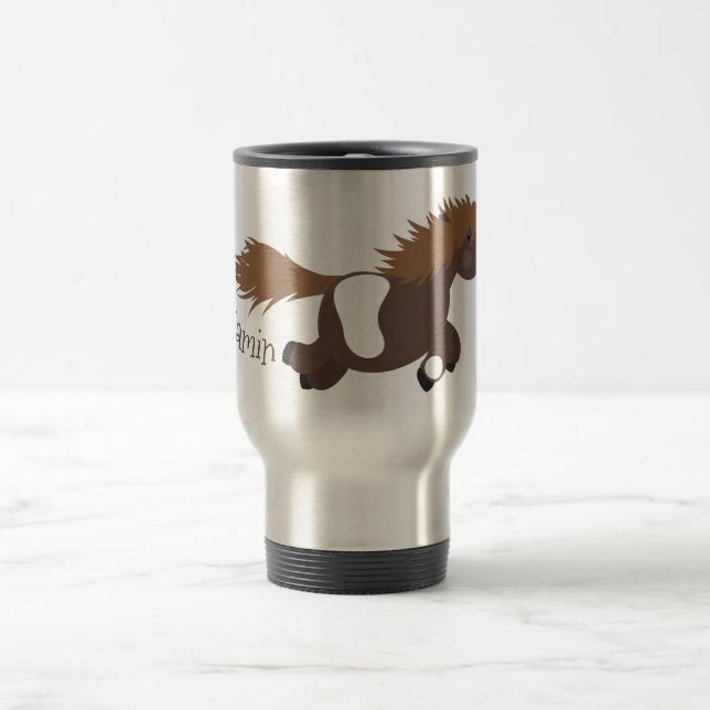 Mug De Voyage Illustration d'un poney de Shetland mignon (Centre)