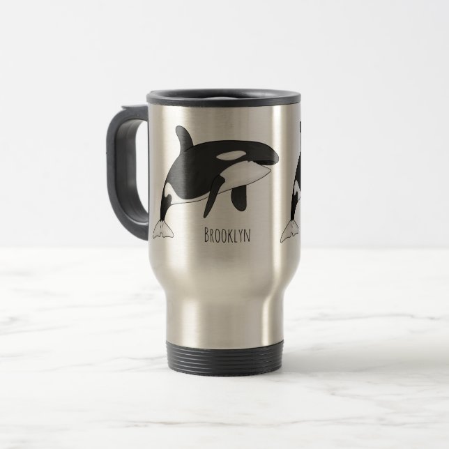 Mug De Voyage Illustration d'une baleine tueuse (Devant gauche)