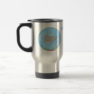 Mug De Voyage Illustration d'une mignonne raie manta et de bulle
