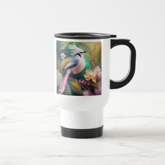 Mug De Voyage Imaginaire blanc crêpé à queue blanche Jay (Droite)