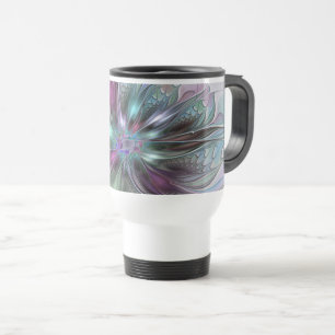 Mug De Voyage Imaginaire coloré Abstrait Fleur fractale moderne