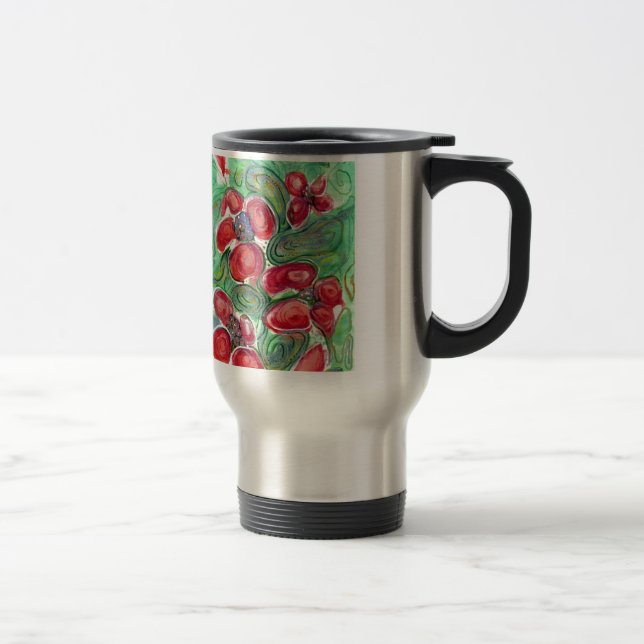 Mug De Voyage Imaginaire Fleurs rouges (Droit)