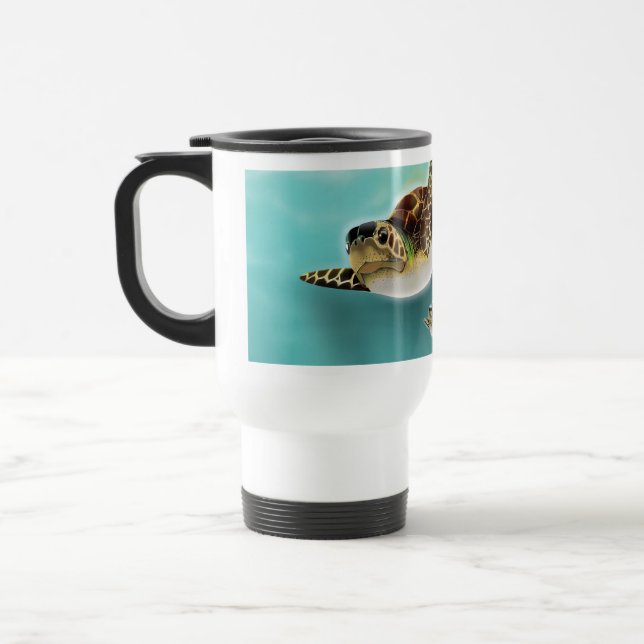 Mug De Voyage Impression d'art Tortues de mer. (Gauche)