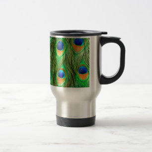 Mug De Voyage Impression de plumes de paon colorées