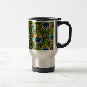 Mug De Voyage Impression de plumes de paon colorées RAB Rockabil