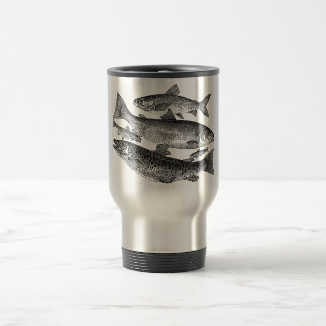 Mug De Voyage Impression de poisson vintage (Centre)