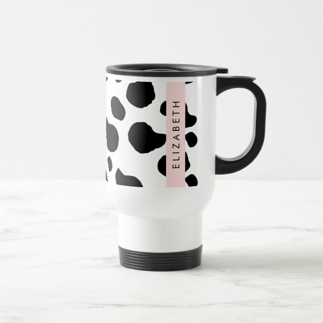 Mug De Voyage Impression De Vache, Spots De Vache, Noir Et Blanc (Droite)
