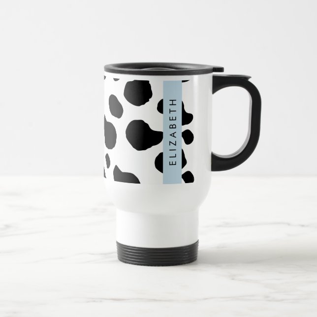 Mug De Voyage Impression De Vache, Spots De Vache, Noir Et Blanc (Droite)