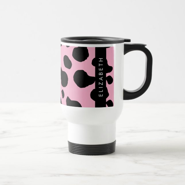 Mug De Voyage Impression De Vache, Spots De Vache, Vache Rose, V (Droite)