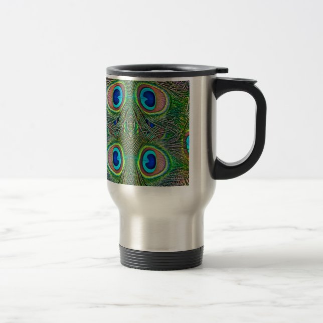 Mug De Voyage Impression kaléidoscope de plumes de paon (Droit)