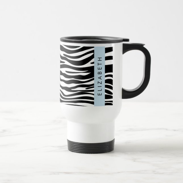 Mug De Voyage Impression Zèbre, Grilles, Noir Et Blanc, Votre No (Droite)