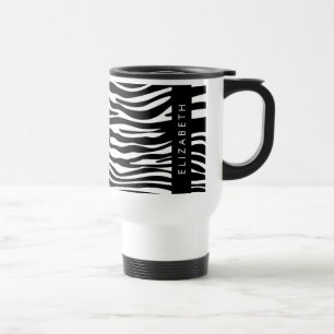 Mug De Voyage Impression Zèbre, Grilles, Noir Et Blanc, Votre No