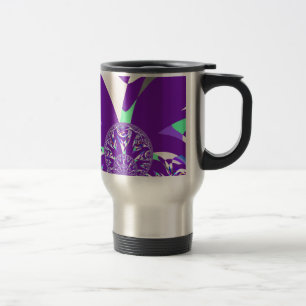Mug De Voyage Imprimante d'art bleu rétro Cyan Kaleidoscope