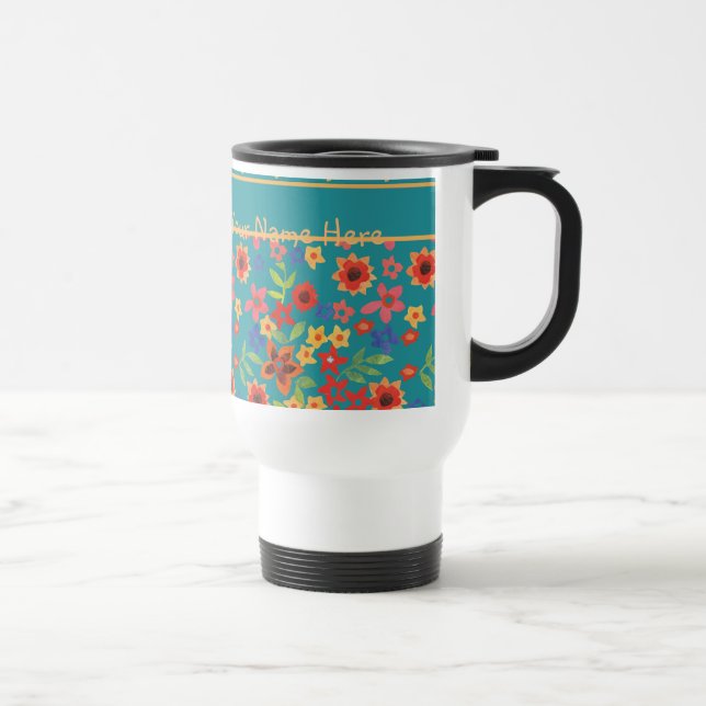 Mug De Voyage Imprimantes florales rétro chic sur boug de voyage (Droite)