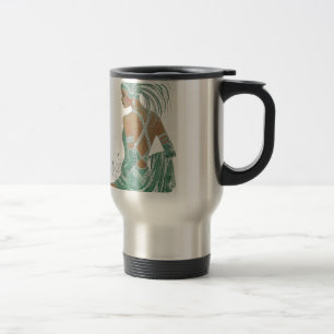 Mug De Voyage Imprimer vintage Ladies Gogo Green Art