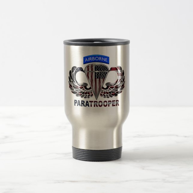 Mug De Voyage Indicateur de parachutisme aéroporté américain sur (Centre)