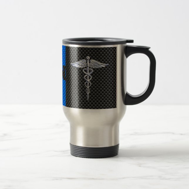 Mug De Voyage Infirmière inscrite RN Caduceus Carbon Fiber Style (Droit)