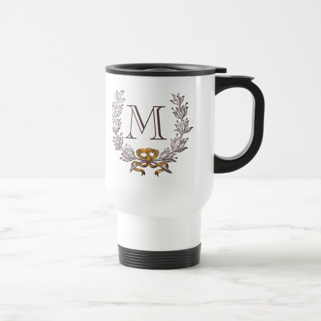 Mug De Voyage Initiale de monogramme personnalisée par guirlande (Droite)
