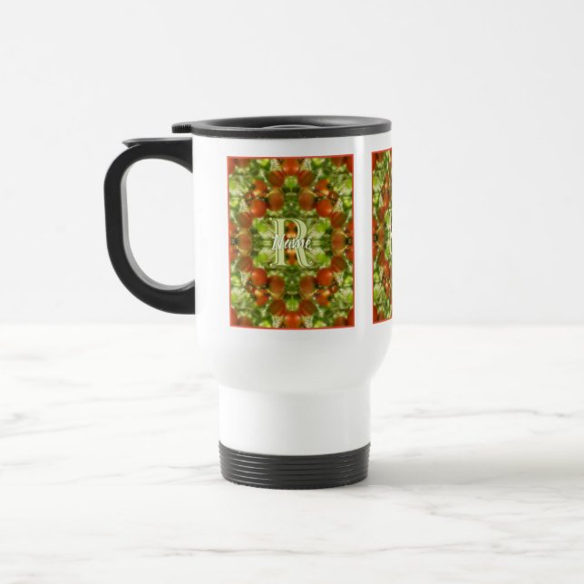 Mug De Voyage Initiales de monogramme personnalisé Nom Tomates d (Gauche)