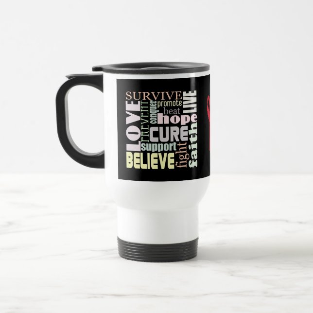Mug De Voyage Inspiration rouge de ruban (Gauche)