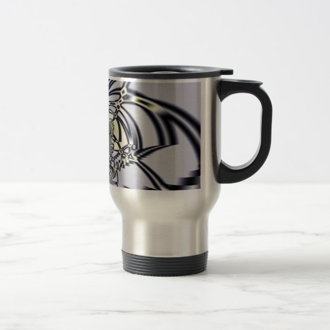 Mug De Voyage Iris Violet Art Fractal de Géométrie Sacrée (Droit)