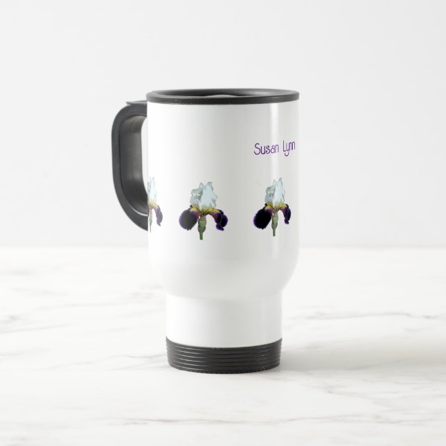 Mug de voyage Iris violet et blanc (Devant gauche)