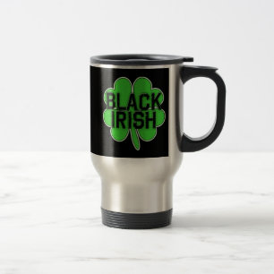 Mug De Voyage Irlandais de noir avec le grand shamrock pour le