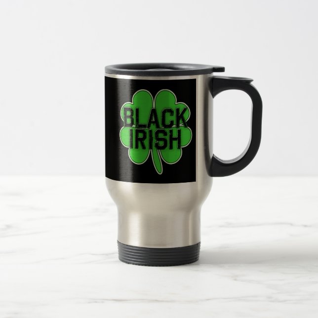 Mug De Voyage Irlandais de noir avec le grand shamrock pour le (Droit)