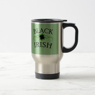 Mug De Voyage IRLANDAIS de NOIR avec le shamrock noir