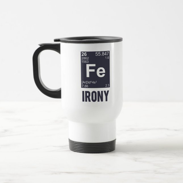 Mug De Voyage Ironie ironique de Fe d'élément chimique (Gauche)