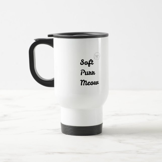 Mug de voyage isolé "Soft Purr Meow" - Chat mignon (Gauche)