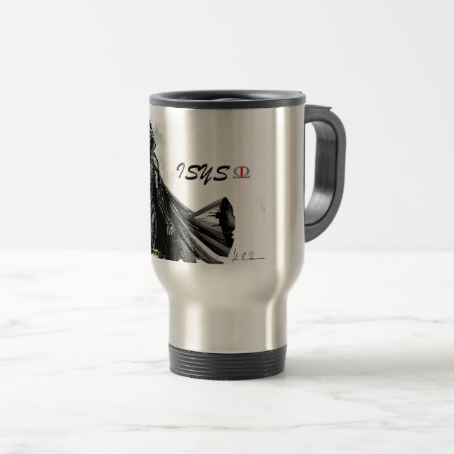 Mug De Voyage ISYS OMEGA ANNÉE 4000 version "ACIER" (Devant droit)