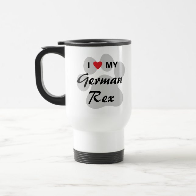 Mug De Voyage J'aime (coeur) ma conception de Rex Pawprint (Gauche)