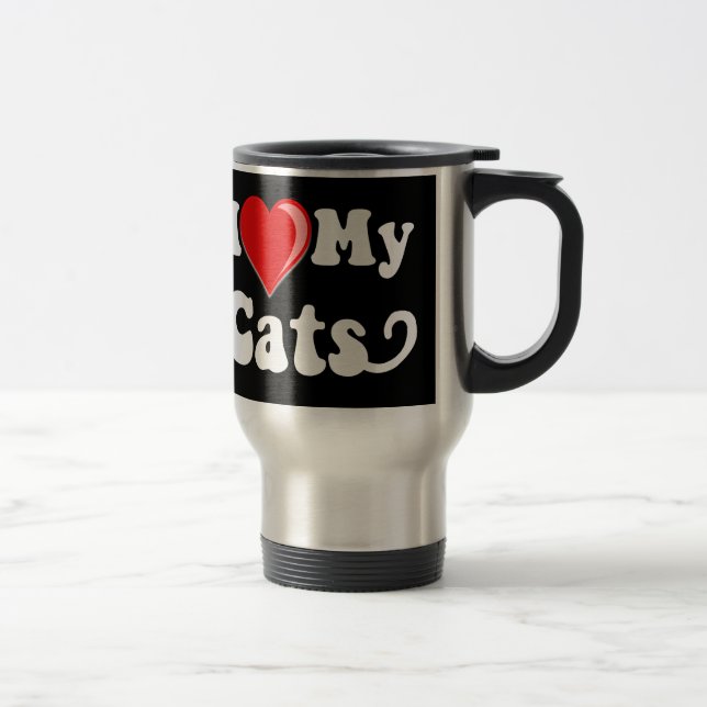 Mug De Voyage J'aime (coeur) mes chats (Droit)