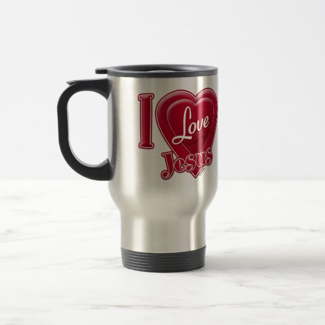 Mug De Voyage J'aime Jésus Cœur Rouge (Gauche)