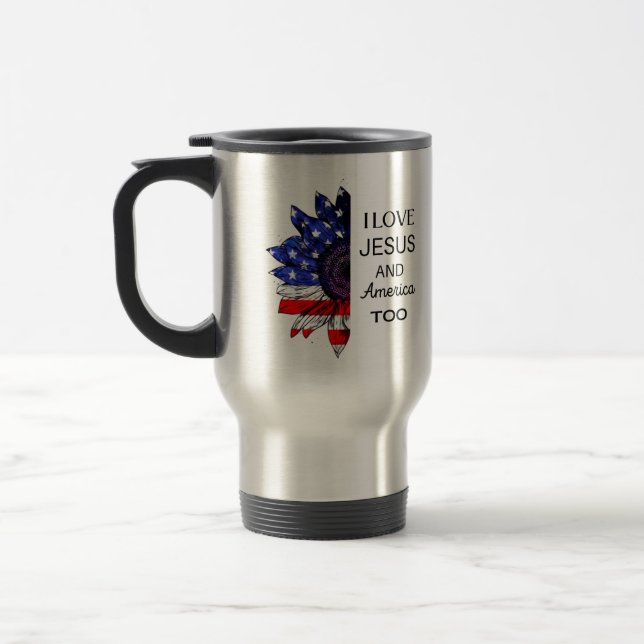 Mug De Voyage J'aime Jésus et l'Amérique aussi (Gauche)