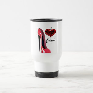 Mug De Voyage J'aime la chaussure et le coeur 3D stylets rouges