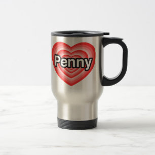 Mug De Voyage J'aime le penny. Je t'aime penny. Coeur