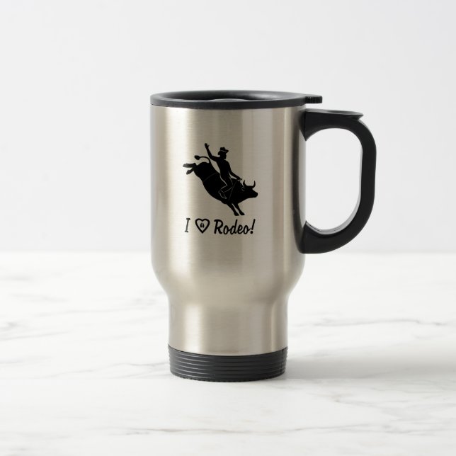 Mug De Voyage J'aime le rodéo : Cavalier de Taureau (Droit)