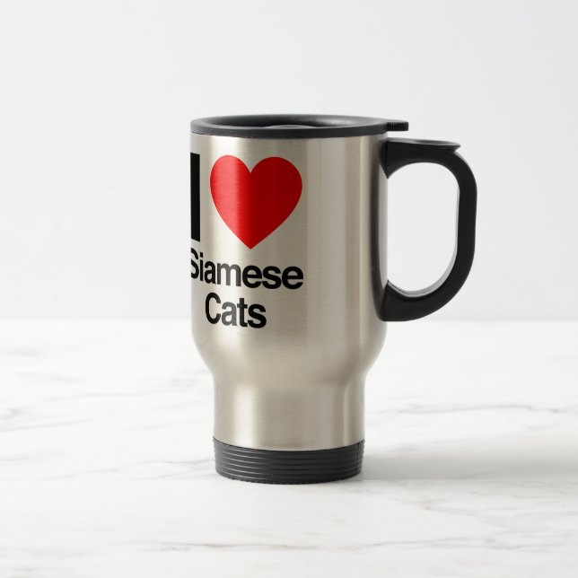 Mug De Voyage j'aime les chats siamois (Droit)