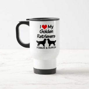 Mug De Voyage J'Aime Mes Deux Chiens D'Adulte Silhouette