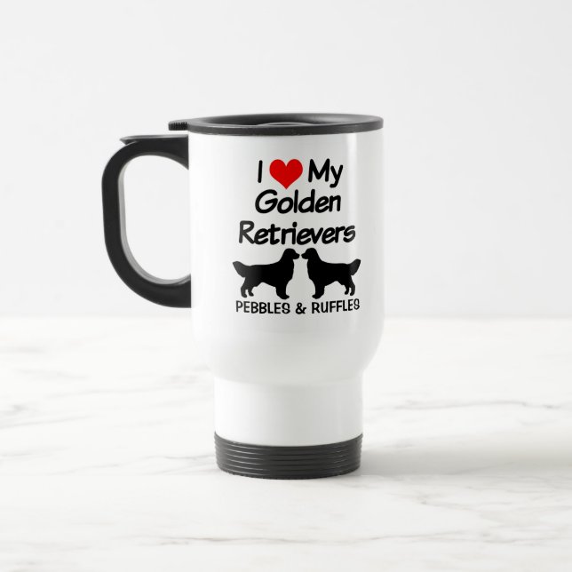 Mug De Voyage J'Aime Mes Deux Chiens D'Adulte Silhouette (Gauche)