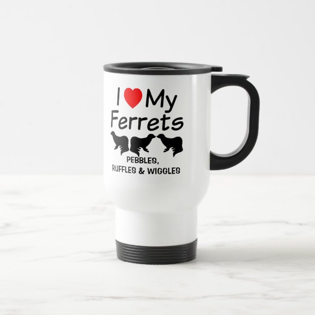 Mug De Voyage J'Aime Mes TROIS Ferrets (Droite)