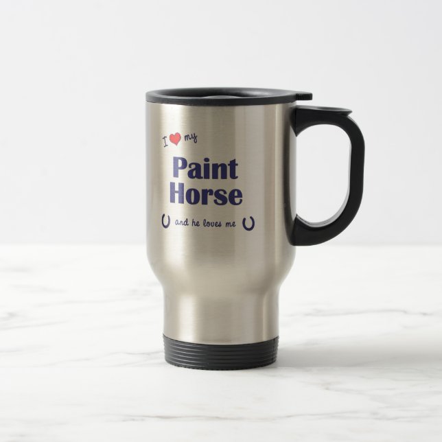 Mug De Voyage J'aime mon cheval de peinture (le cheval masculin) (Droit)