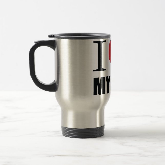 Mug De Voyage J'aime mon chien jeter l'oreiller (Gauche)