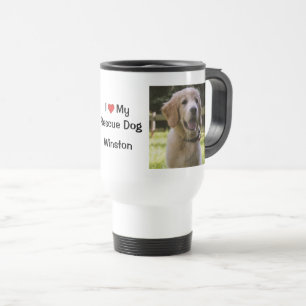 Mug De Voyage J'aime mon chien Secouru nom et photo