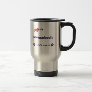 Mug De Voyage J'aime mon Sheepadoodle (le chien femelle)