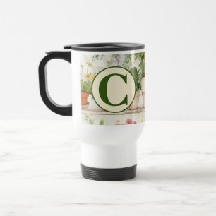 Mug De Voyage Jardin de fleurs blanches Plantes aquarelle Monogr