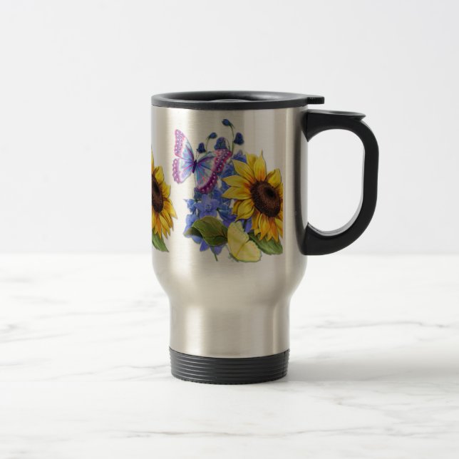 Mug De Voyage Jardin de tournesol papillon (Droit)