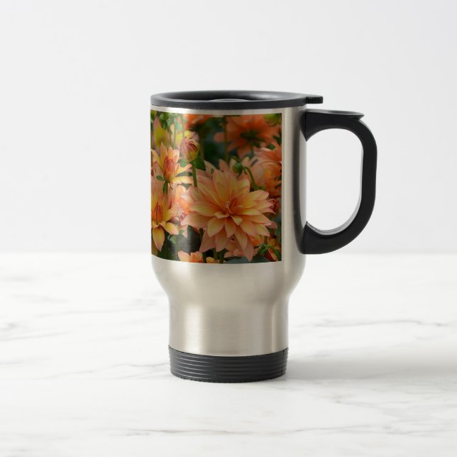 Mug De Voyage Jardin fleuri de dahlia orange (Droit)